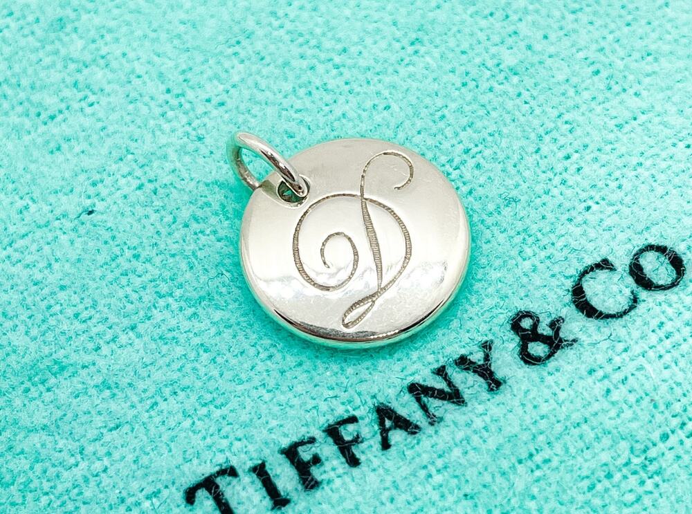 Tiffany & Co. Script Initial Letter D Disc Charm Sterling Silver Small